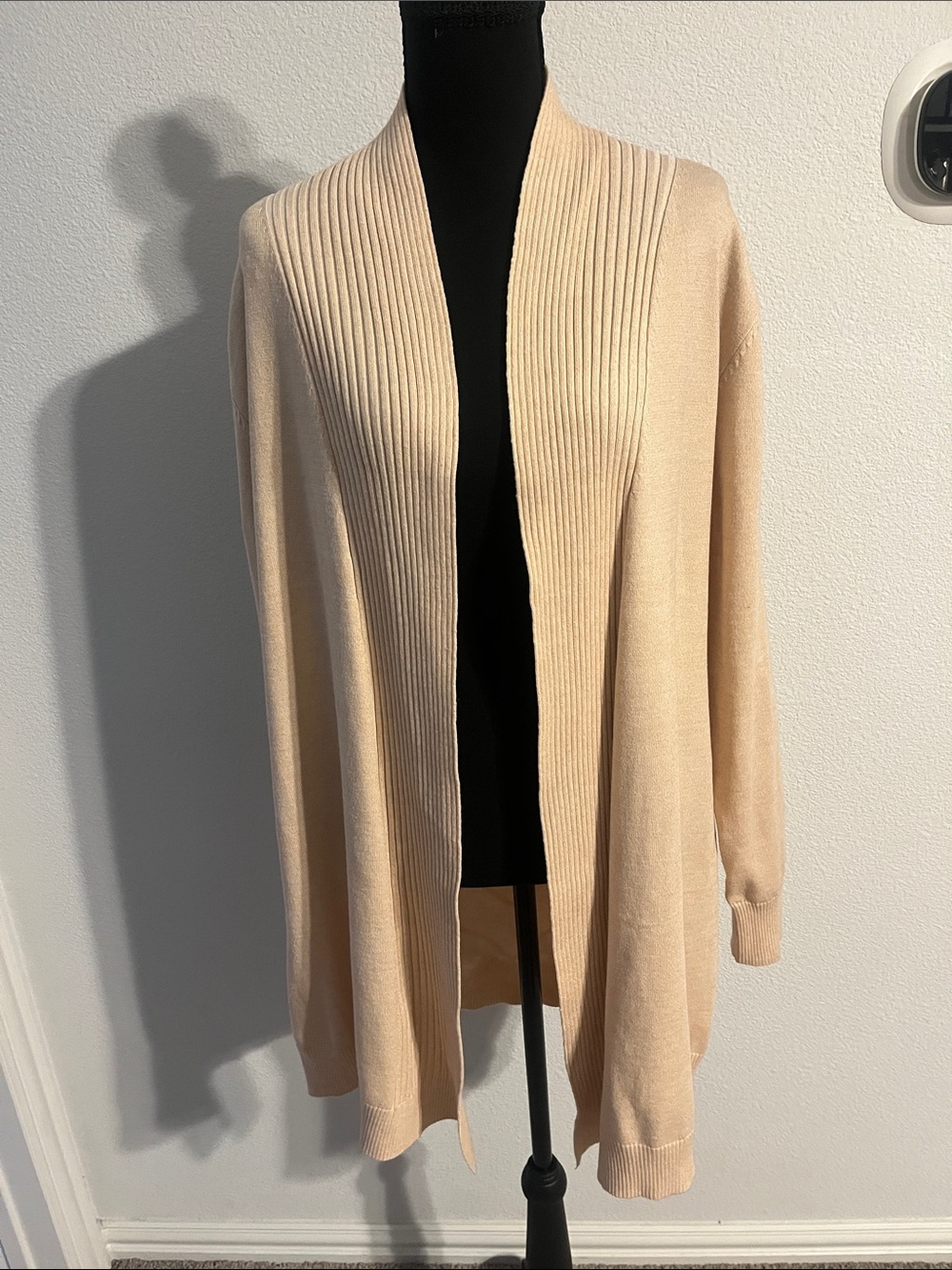 Open-Front Lightweight Cream Cardigan Sweater